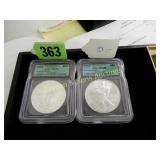 US 1998 AND 2003 ICG GRADED MS69 SILVER AMERICAN
