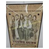 FRAMED 24" X 36" "YOUNG GUNS" CONTEMPORARY MOVIE