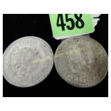 GROUP OF TWO MEXICAN 1947 SILVER DOLLARS