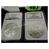 NGC GRADED MS69 2001 AND 2009 SILVER AMERICAN