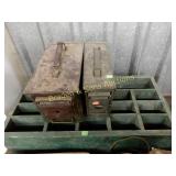 WOODEN BOX AND 2 AMMO CANS