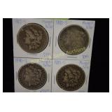 US 1880, 1882, 1884 AND 1890 MORGAN SILVER DOLLARS