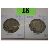 US 1912-D AND 1915-D BARBER SILVER HALF DOLLARS