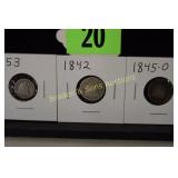 US 1842 AND 1845-O SEATED LIBERTY SILVER DIMES