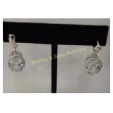 LADIES STERLING SILVER AND WHITE TOPAZ EARRINGS