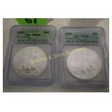 US 2000 AND 2001 ICG GRADED MS 69 SILVER