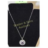 LADIES STERLING SILVER AND PURPLE AMETHYST