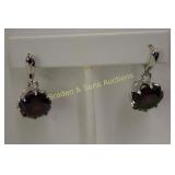 LADIES STERLING SILVER AND RED GARNET