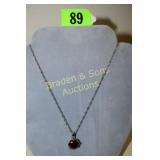 LADIES STERLING SILVER AND RED GARNET