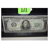 US SERIES 1934A $500.00 FEDERAL RESERVE NOTE