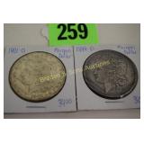 US 1889-P AND 1901-O MORGAN SILVER DOLLARS