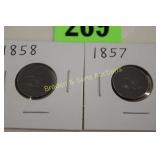 US 1857 AND 1858 FLYING EAGLE PENNIES