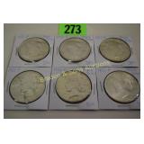 GROUP OF 6 PIECE SILVER DOLLARS, 1922 & 1923