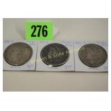 US 1882-O, 1890-S AND 1900-O MORGAN SILVER DOLLARS
