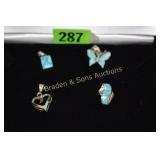 GROUP OF 4 SOUTHWEST STYLE STERLING SILVER AND