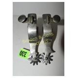 PAIR OF BUERMANN STAR STEEL ENGRAVED WESTERN SPURS