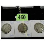 US 1908-O, 1911-P AND 1912-P BARBER SILVER HALF