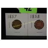 US 1857 AND 1858 FLYING EAGLE PENNIES