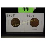 US 1864 AND 1865 TWO CENT PIECES