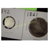 US 1842 SEATED LIBERTY SILVER DIME AND