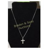 LADIES STERLING SILVER NECKLACE WITH CROSS PENDANT