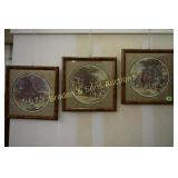 GROUP OF 3 FRAMED 12" PRINTS BY W.J. SHAVER