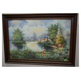 FRAMED 23" X 35" OIL ON CANVAS BY C. MANNING