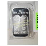 SILVER ONE OUNCE BAR DEPICTING THE TEN