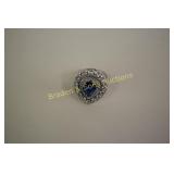 LADIES STERLING SILVER RING WITH BLUE SAPPHIRE