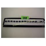 LADIES STERLING SILVER AND BLUE SAPPHIRE BRACELET