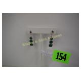 LADIES STERLING SILVER EARRINGS WITH EMERALDS