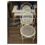 TWO WROUGHT IRON CHAIRS AND ONE WROUGHT