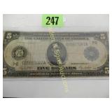 US SERIES 1914 $5.00 FEDERAL RESERVE NOTE SIGNED