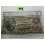 PMG GRADED VERY GOOD 8 SERIES 1869 $5.00