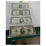 US SERIES 1934, 1953 AND TWO 1963 $5.00 BILLS.