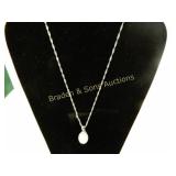 LADIES STERLING SILVER AND WHITE OPAL NECKLACE