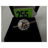 LADIES STERLING SILVER PINK AND WHITE TOPAZ RING