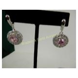 LADIES STERLING SILVER WITH PINK AND WHITE TOPAZ