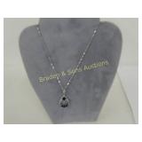 LADIES STERLING SILVER WITH BLUE SAPPHIRE NECKLACE