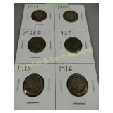 GROUP OF 2 BARBER QUARTERS AND 4 BUFFALO NICKELS