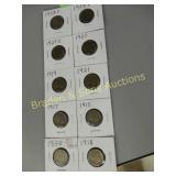 GROUP OF TEN 1913-1928 BUFFALO NICKELS