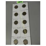 GROUP OF TEN 1916-1926 BUFFALO NICKELS