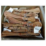 GROUP OF 19 NEW TOOLED LEATHER SPUR STRAPS