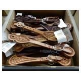 GROUP OF 18 NEW TOOLED LEATHER SPUR STRAPS