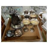 GROUP OF 6 SILVER PLATED GOBLETS AND