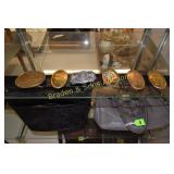 GROUP OF 6 COLLECTIBLE BELT BUCKLES ON LEATHER