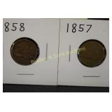 US 1857 AND 1858 FLYING EAGLE PENNIES