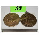 GROUP OF 2 CONTEMPORARY BROTHEL TOKENS