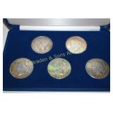 GROUP OF 5 US 1922 - 1925 PEACE SILVER