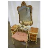 VINTAGE VANITY WITH CHAIR AND MIRROR